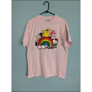 Hello Kitty & Friends Pink Graphic Tee Sanrio 2020 Rainbow Characters Women’s XL